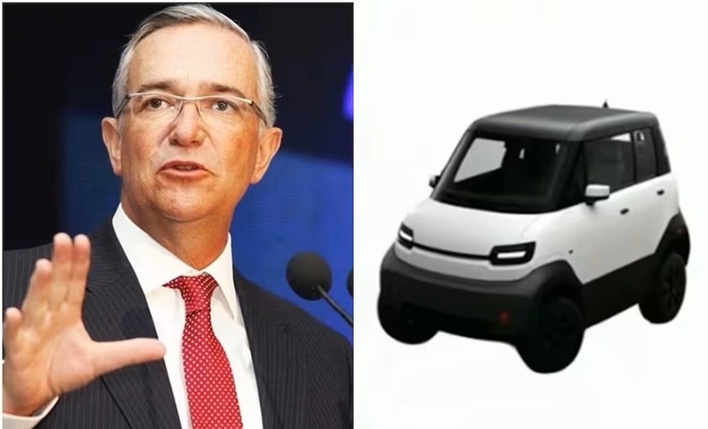 Salinas Pliego choca con exsenador morenista tras presentación de auto eléctrico Olinia; lo llama “zángano mantenido”.